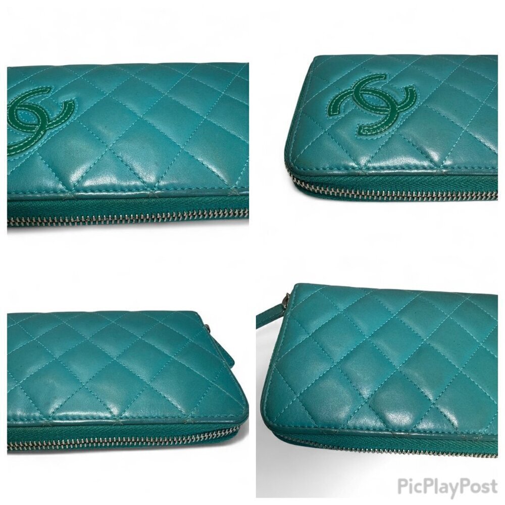 Chanel CC Matelasse Zip Around Long Wallet - Green/Teal - Picture 11 of 16